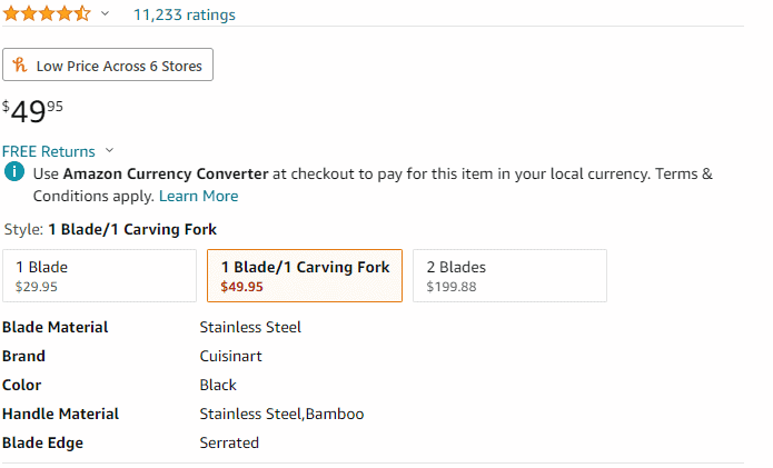price of Cuisinart CEK-41 electric carving knife