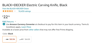 price of BLACK+DECKER Electric Carving Knife